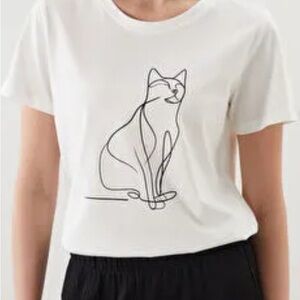 LC WAIKIKI CLASSIC size 3XL, White Cat Line Art T-Shirt. NWT!